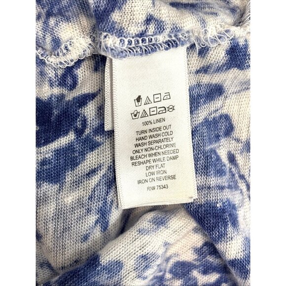 Cynthia Rowley 100% Linen Blue White Floral Cap Sleeves Top Women's Size Small - Picture 7 of 7